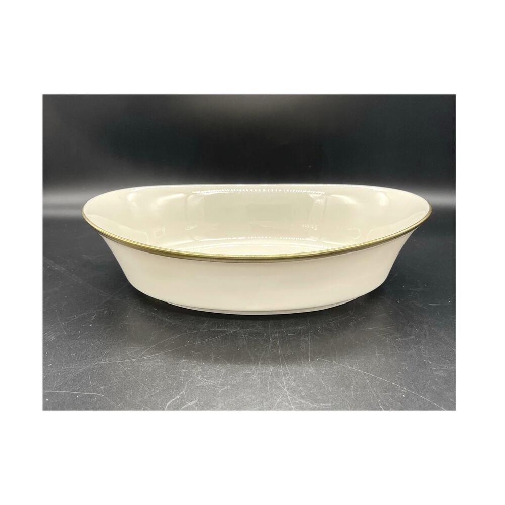 Lenox China Eternal Cream with Gold Trim Oval Serving Bowl 10" USA